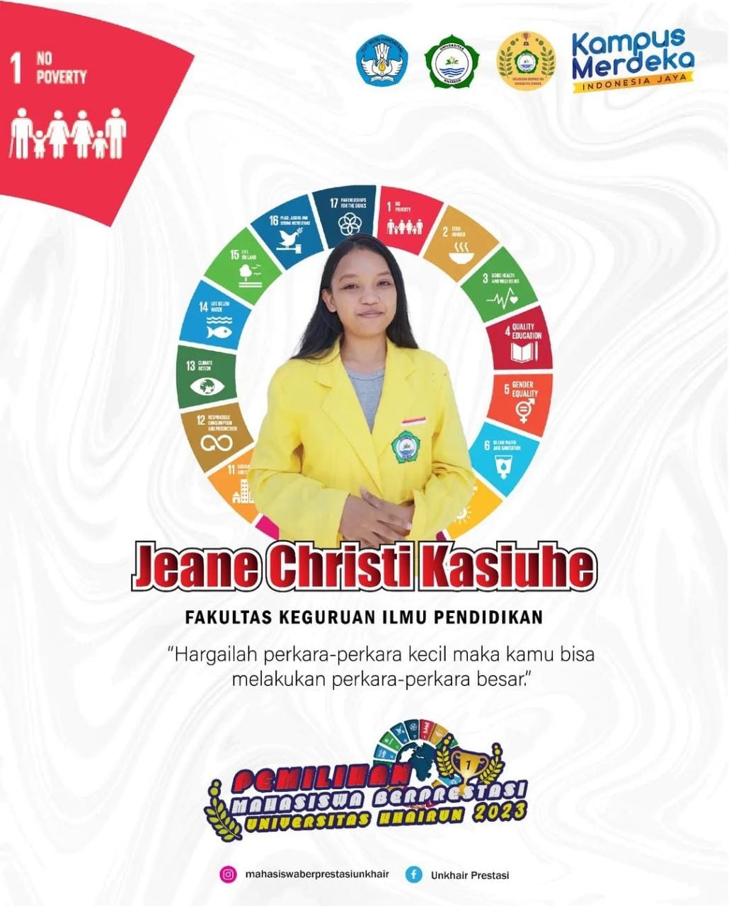 Dukung Jeane Cristi Kasiuhe sebagai Mahasiswa Berpretasi Unkhair 2023