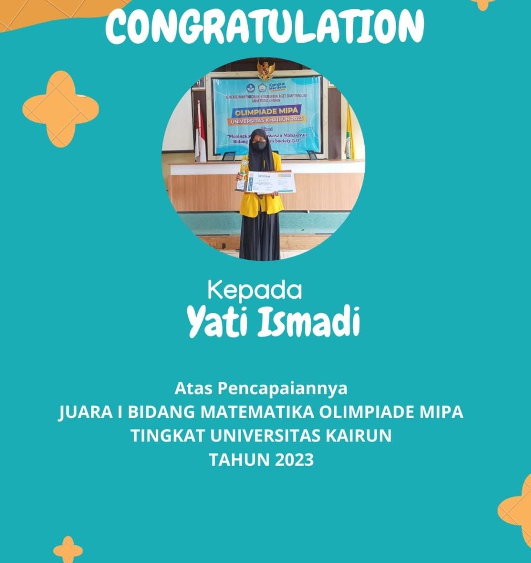 Juara Olimpiade MIPA Unkhair Bidang Matematika diborong Mahasiswa Prodi Pendidikan Matematika